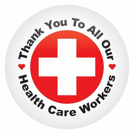 GOLDENGIFTS 2 in. Thank You to All Our Health Care Workers Button, White GO3342342